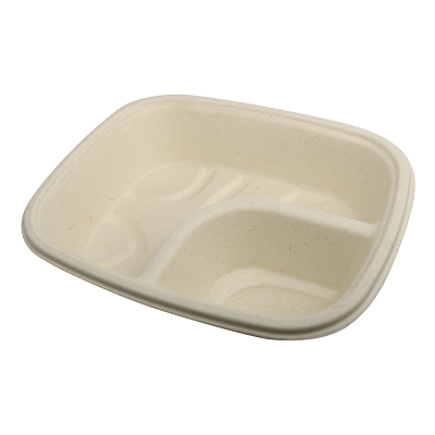 TRAY NACHO FIBER PF 7X5X1.5 2 COMPARTMEN