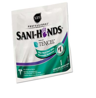 WIPES SANI HANDS W/TENCEL PACKET