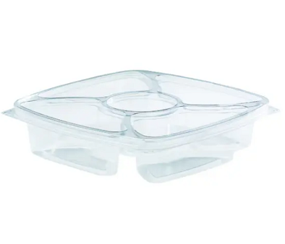 10" 5-COMP SQUARE TRAY,CLEAR