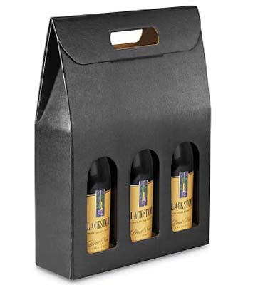 WINE CARRIER 3 BOTTLE BLACK LINEN