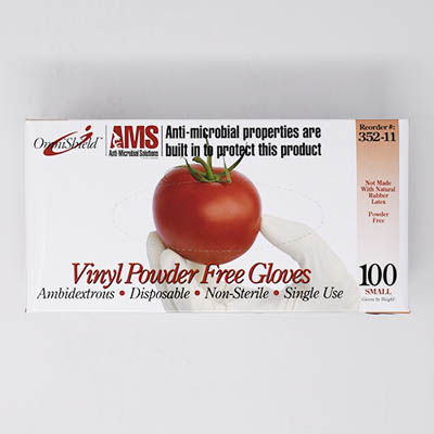 GLOVE VINYL SM PF ANTI-MICROBIAL CLR