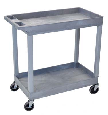 UTILITY CART TWO TUBE SHELF GRAY