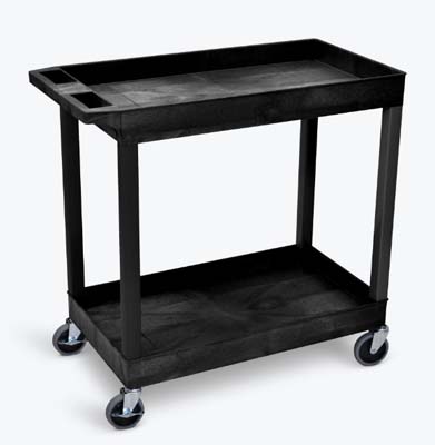 UTILITY CART TWO TUBE SHELF BLACK