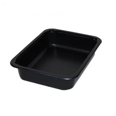 TRAY 32 OZ PLAST BLK RECT DUAL OVENABLE