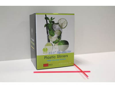 STIRRER PLAST 5.5" RED SIP