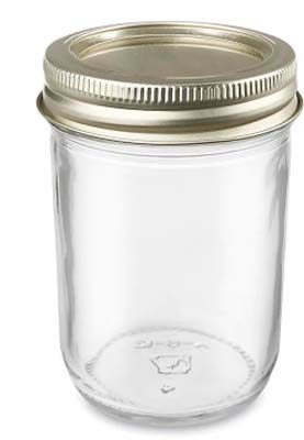 MASON JAR 8OZ.SMOOTH SIDES W/LID