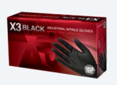 GLOVE NITRILE LRG BLK PF 3X