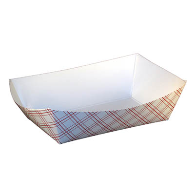 TRAY FOOD PPR 3LB BASKETWEAVE PLAID