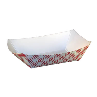 TRAY FOOD PAPER #2 RED/WHT CHECK