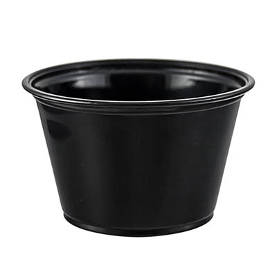 CUP PORTION PLAST 4 OZ BLK TRANS