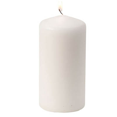 CANDLE WAX WHT PILLAR 3"X6.5"