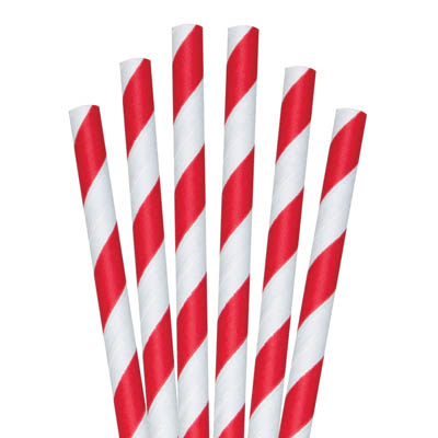 8.5" RED STRIPE COLOSSAL PAPER STRAW (8/