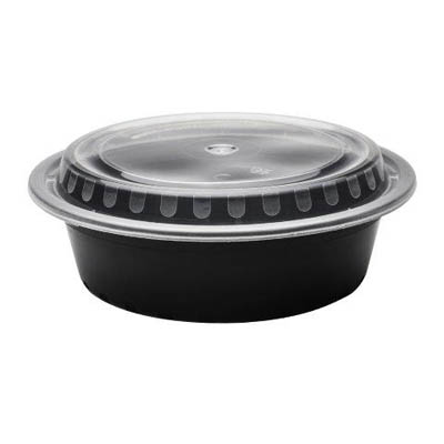 CONTAINER 32OZ PP ROUND BLACK MICROWAV