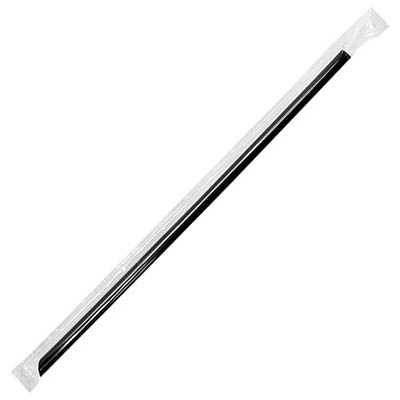 JUMBO STRAW 9" BLK POLY WRAPPED