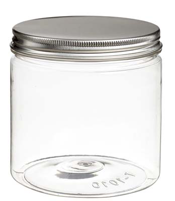 CLEAR PLASTIC JAR W/LID 23.7 OZ TORNILLO