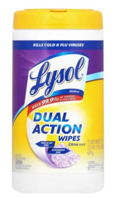 LYSOL DUAL ACTION WIPES 6/75CT