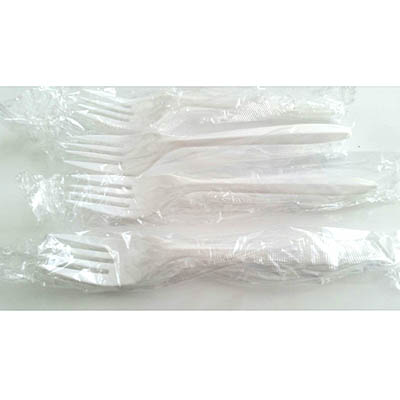 CUTLERY MED WT WHITE FORK WRAPPED