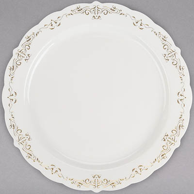 PLATE PLAST 10"HERITAGE DESIGN BONE/GOLD