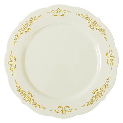 PLATE PLAST 7" HERITAGE DESIGN BONE/GOLD