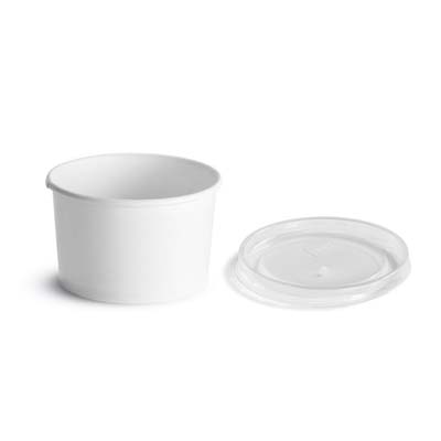 CONT PPR 8 OZ WHT W/PLAST LID COMBO