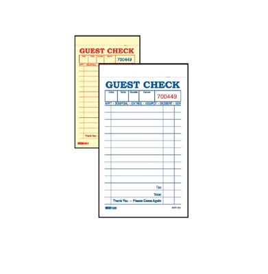 GUEST CHECK #101 BOOKED 2-PART WHITE 13L