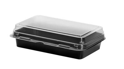 CONT PLAST 7"BLK DELI BOX W/CLR HNGD LID