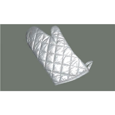 OVEN MITTS QUILTED SILVER SILICONE 15" (