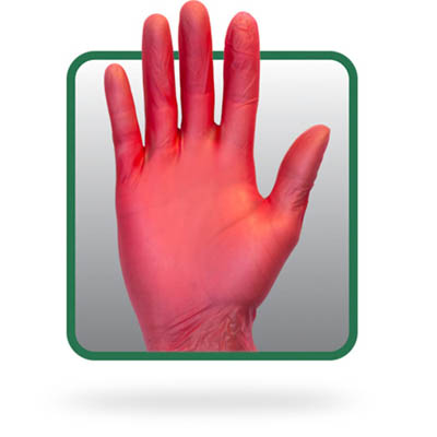 GLOVE VINYL RED LG POWDER FREE