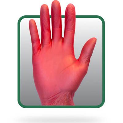 GLOVE MEDIUM RED VINYL POWDER FREE