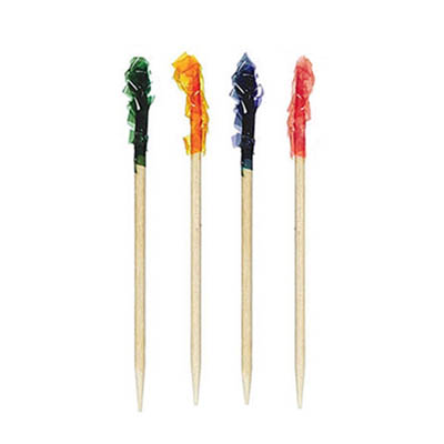 TOOTHPICKS WOOD FRILL PICK 3" 4 COLORS