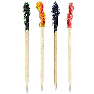 TOOTHPICK WOOD CLUB FRILLED 4"4-COLORS