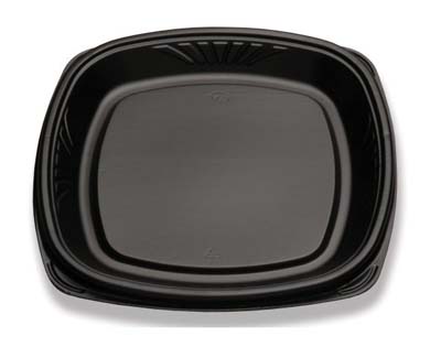 PLATE PLAST BLK SHALLOW 10.25 IN