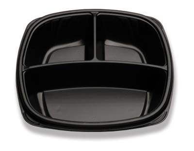 PLATE PLAST 10.25" 3-COMP BLK