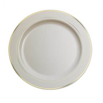 PLATE PLAST 6" IVORY/GOLD