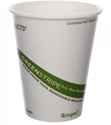 CUP PPR HOT 8 OZ COMPOSTABLE GREEN STRI