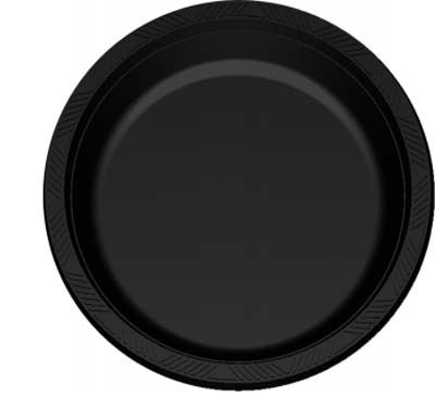 PLATE PLAST 6" BLK RND