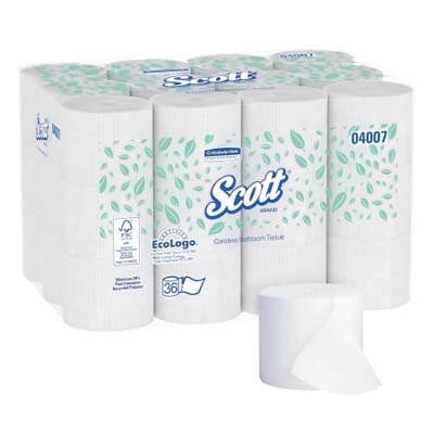 TOILET TISSUE 4X4.4 2-PLY 1MSHT CORELESS