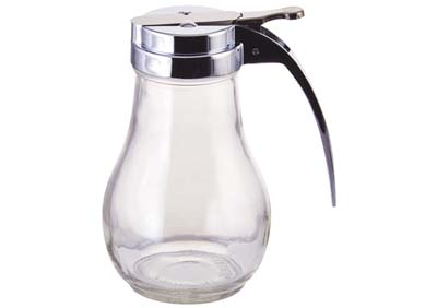 DISPENSER SYRUP 14 OZ GLASS/CHROME TOP