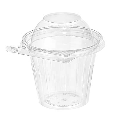 CUP PLAST 12 OZ CLR HNG/DOME LID TAMPER