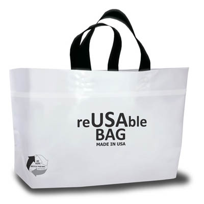 BAG PLAST 19X13+10 2.25 WHT REUSABLE AME