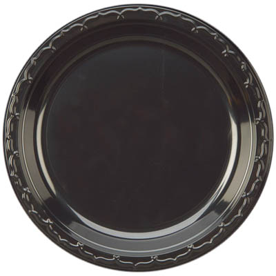 PLATE PLAST 10.25" BLK RND