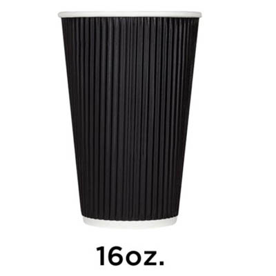 CUP PPR HOT 16 OZ BLACK RIPPLE
