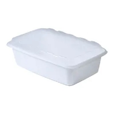 CONT PLAST 28 OZ WHT RECT W/CLR LID