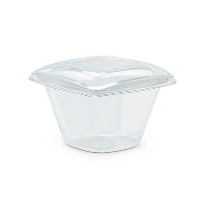 BOWL PLAST 16 OZ CLR W/LID COMBO