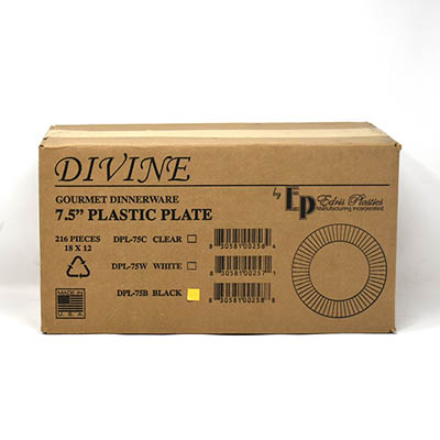 PLATE PLAST 7.5" BLK DIVINE FLUTED