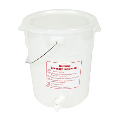 DISPENSER 6 GAL W/SPIGOT/HANDLE/LID WHT