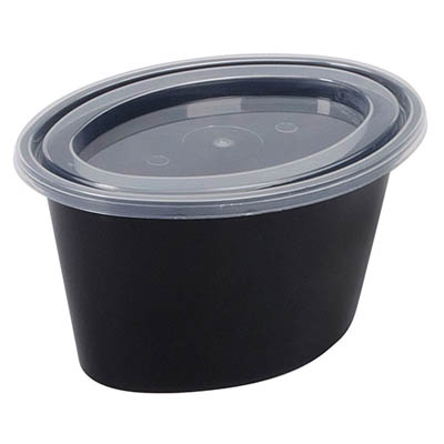 CUP PORTION PLAST 5 OZ BLK W/LID COMBO