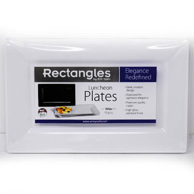 PLATE PLAST 12X7.5 WHT PLATTER RECTANGLE