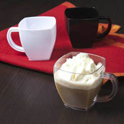 MUG PLAST 4 OZ CLR SQR ESPRESSO