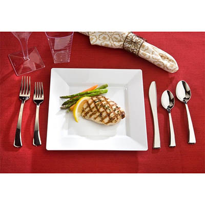 PLATE PLAST 10.75" SQR WHT DINNER